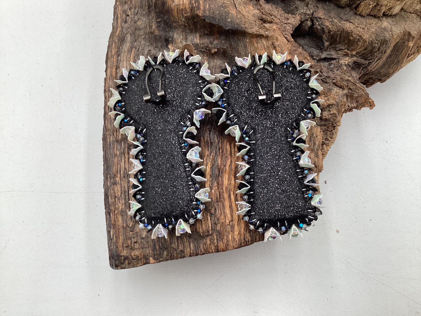 Hand Beaded Black Heart Earrings – White Earth Nation Artisan Beadwork