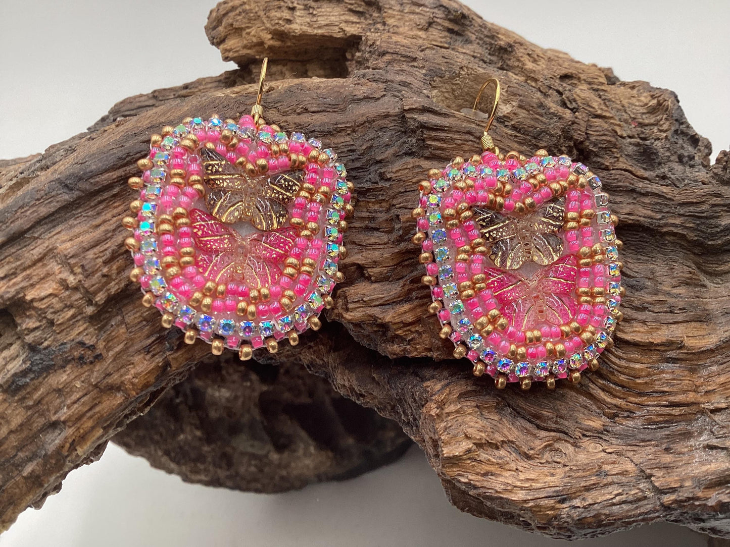 Small Hand Beaded Butterfly Earrings: Anishinaabe Ojibwe Beadwork