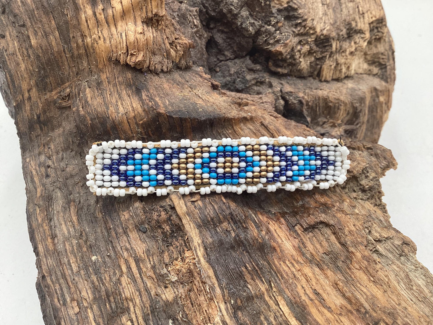 Hand Beaded Hair Barrette: Ojibwe Artisan Design - White Earth Nation