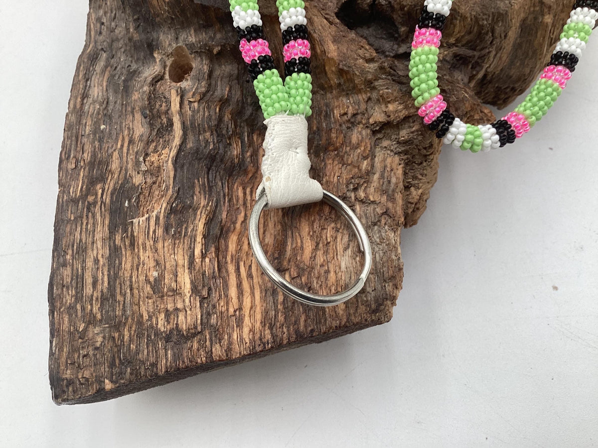 Lanyard Keychain Necklace - Hand Beaded - Anishinaabe/Ojibway Made- Free Shipping