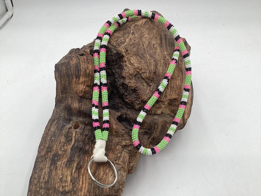 Lanyard Keychain Necklace - Hand Beaded - Anishinaabe/Ojibway Made- Free Shipping