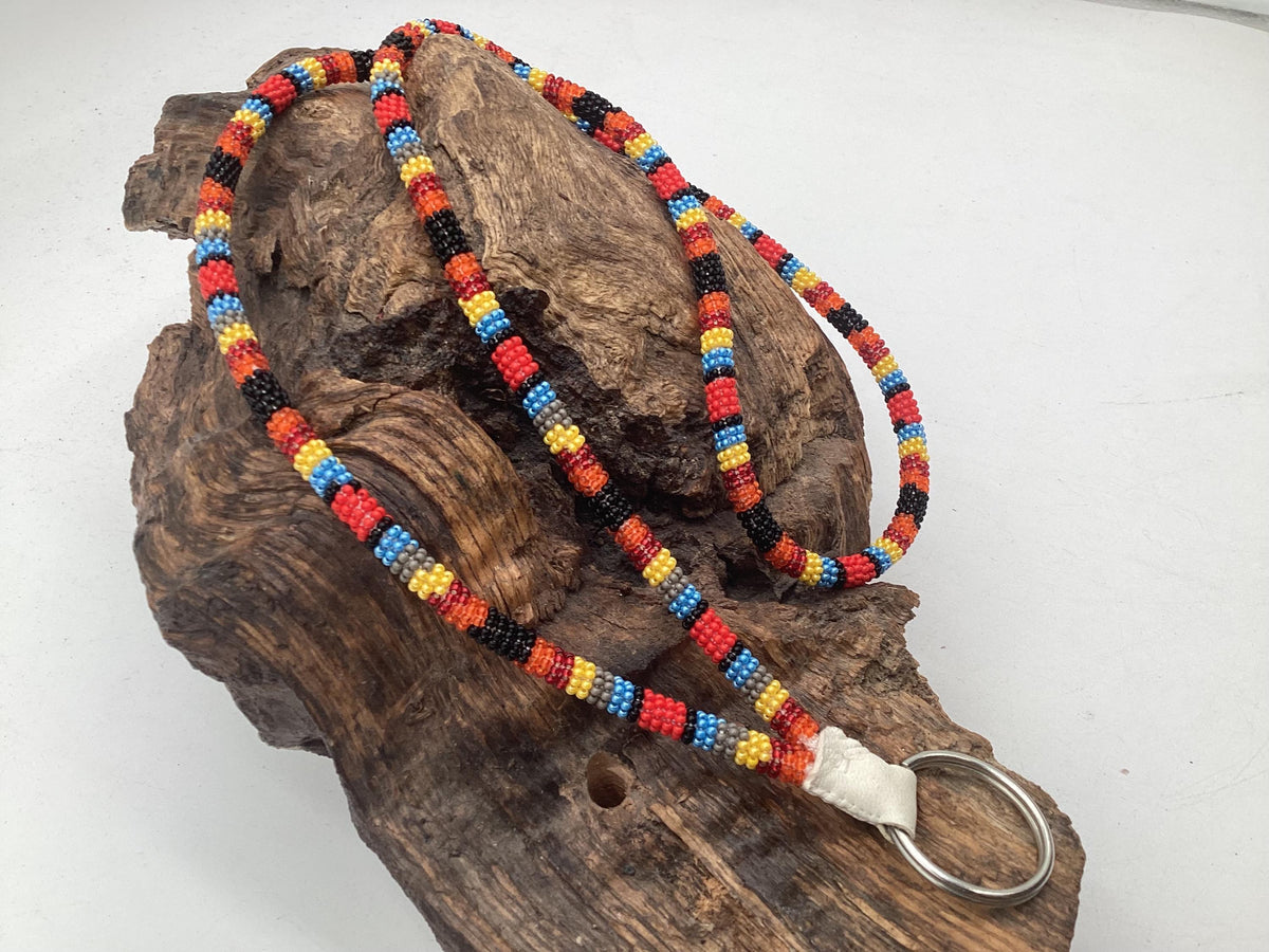 Lanyard Keychain Necklace - Hand Beaded - Anishinaabe/Ojibway Made- Free Shipping