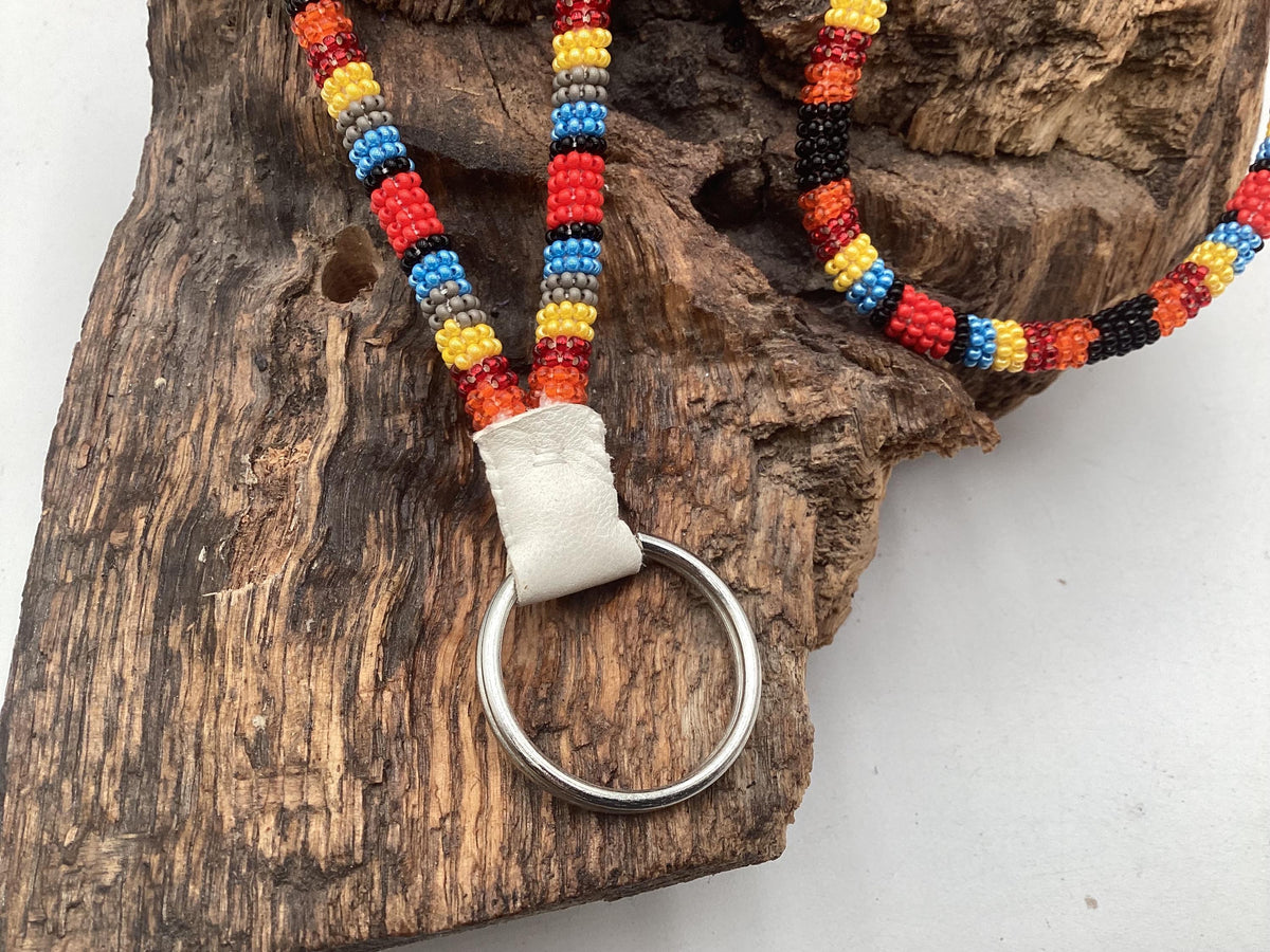Lanyard Keychain Necklace - Hand Beaded - Anishinaabe/Ojibway Made- Free Shipping