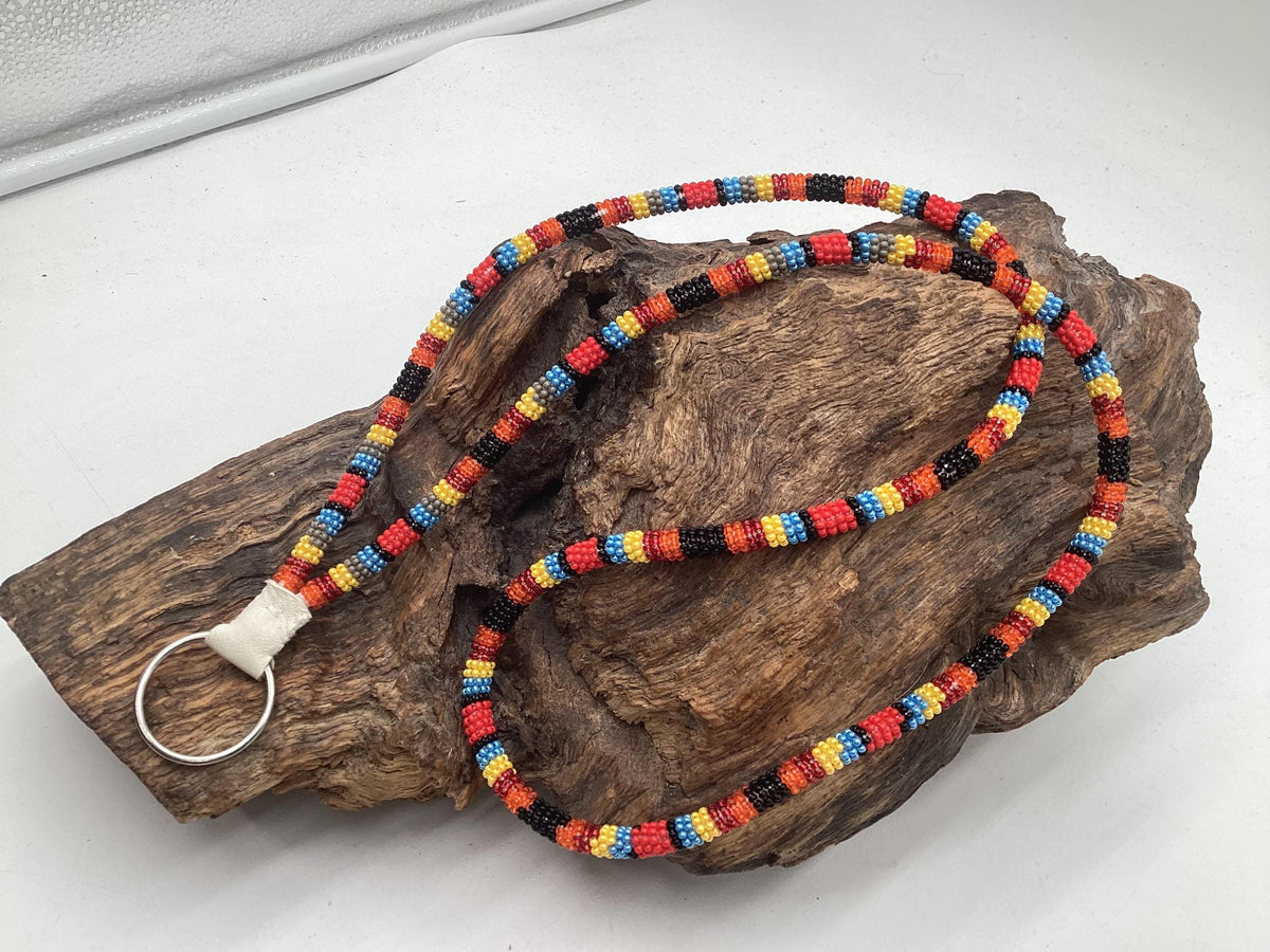 Lanyard Keychain Necklace - Hand Beaded - Anishinaabe/Ojibway Made- Free Shipping