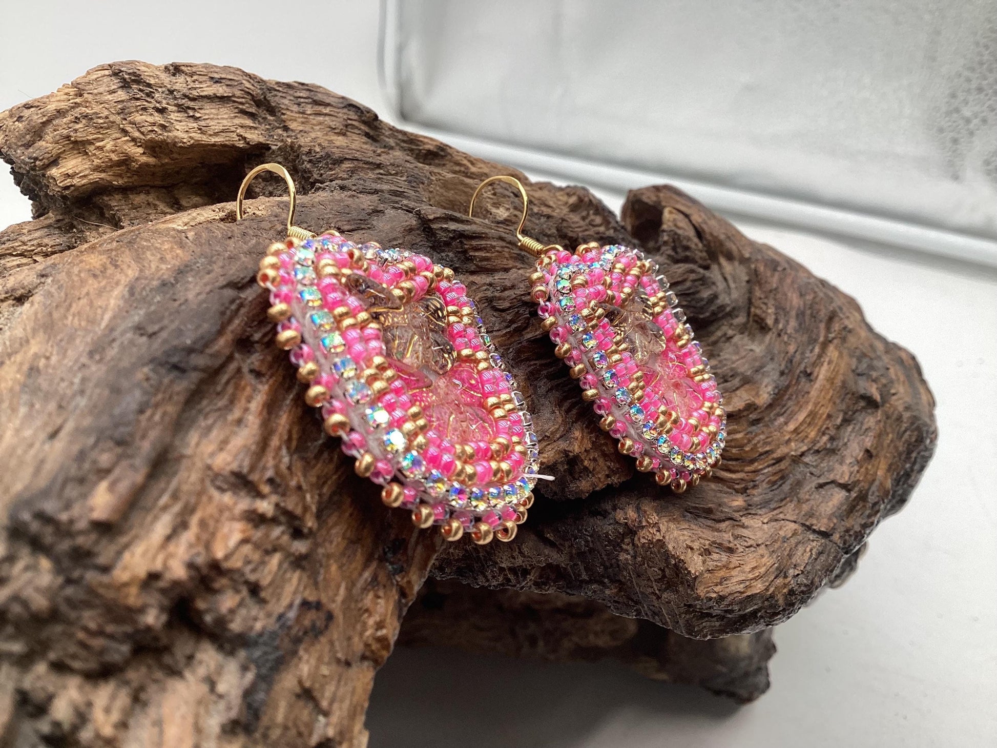 Small Hand Beaded Butterfly Earrings: Anishinaabe Ojibwe Beadwork