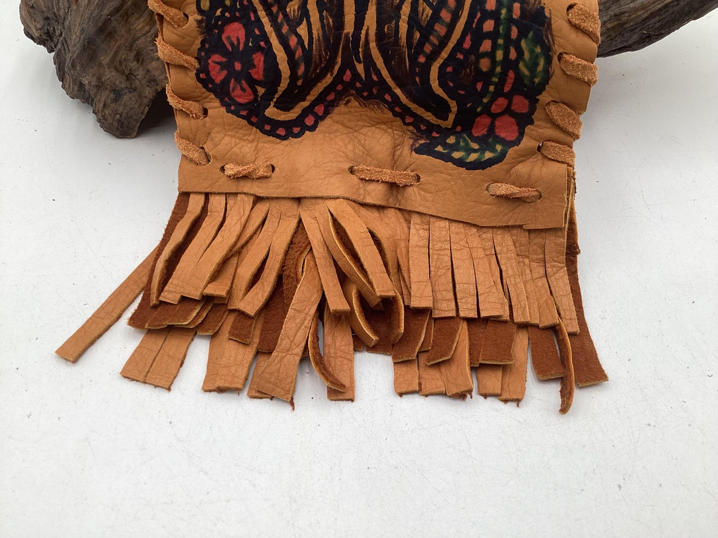 Hand Made Painted Leather Bag - Authentic Anishinaabe/Ojibwe Made - Free Shipping
