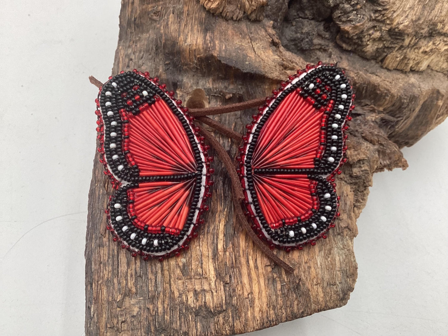 Memengwaa Toddler Hairties - Anishinaabe/Ojibwe Hand Beaded/Quilled - Free Shipping