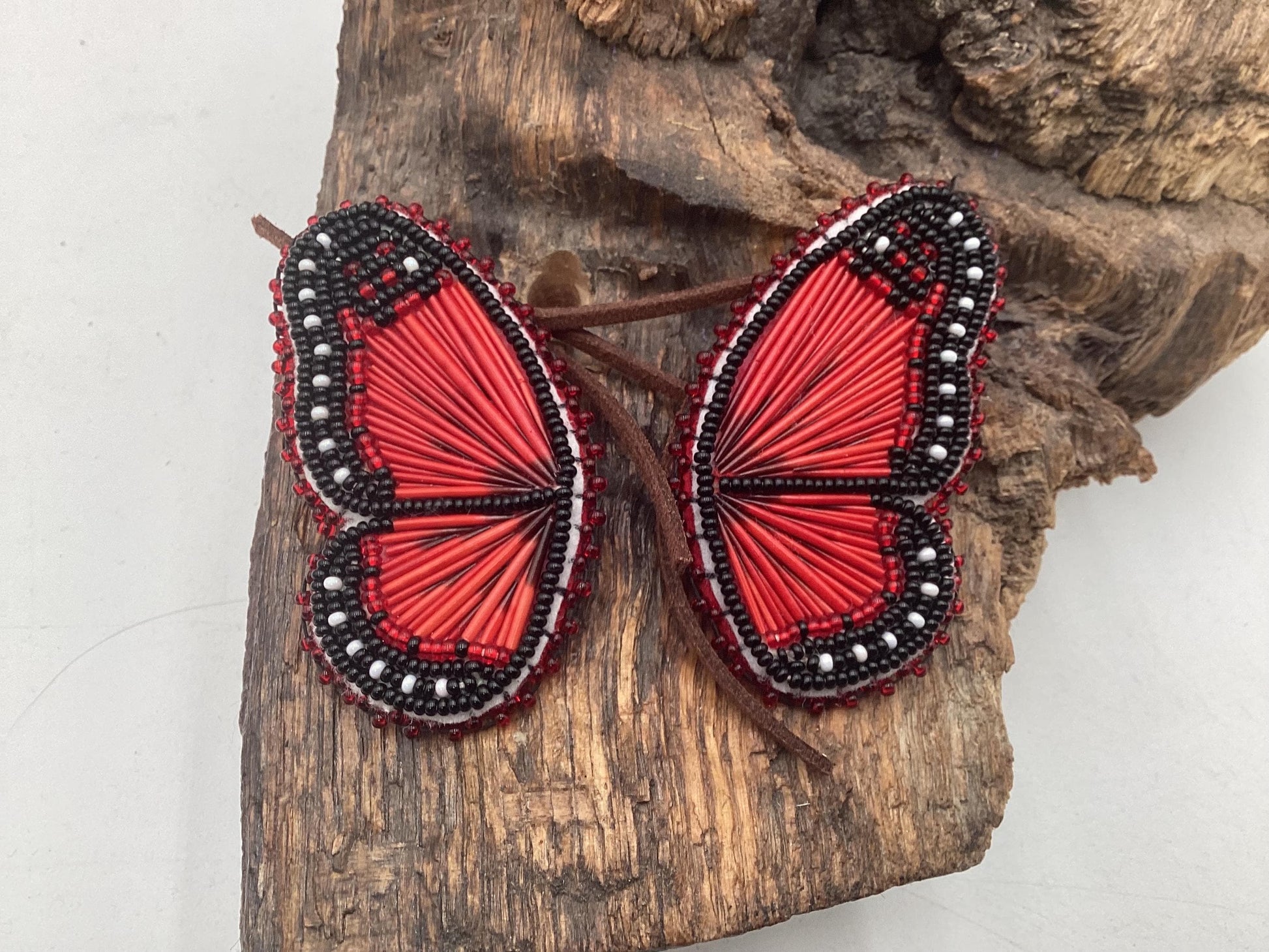 Memengwaa Toddler Hairties - Anishinaabe/Ojibwe Hand Beaded/Quilled - Free Shipping