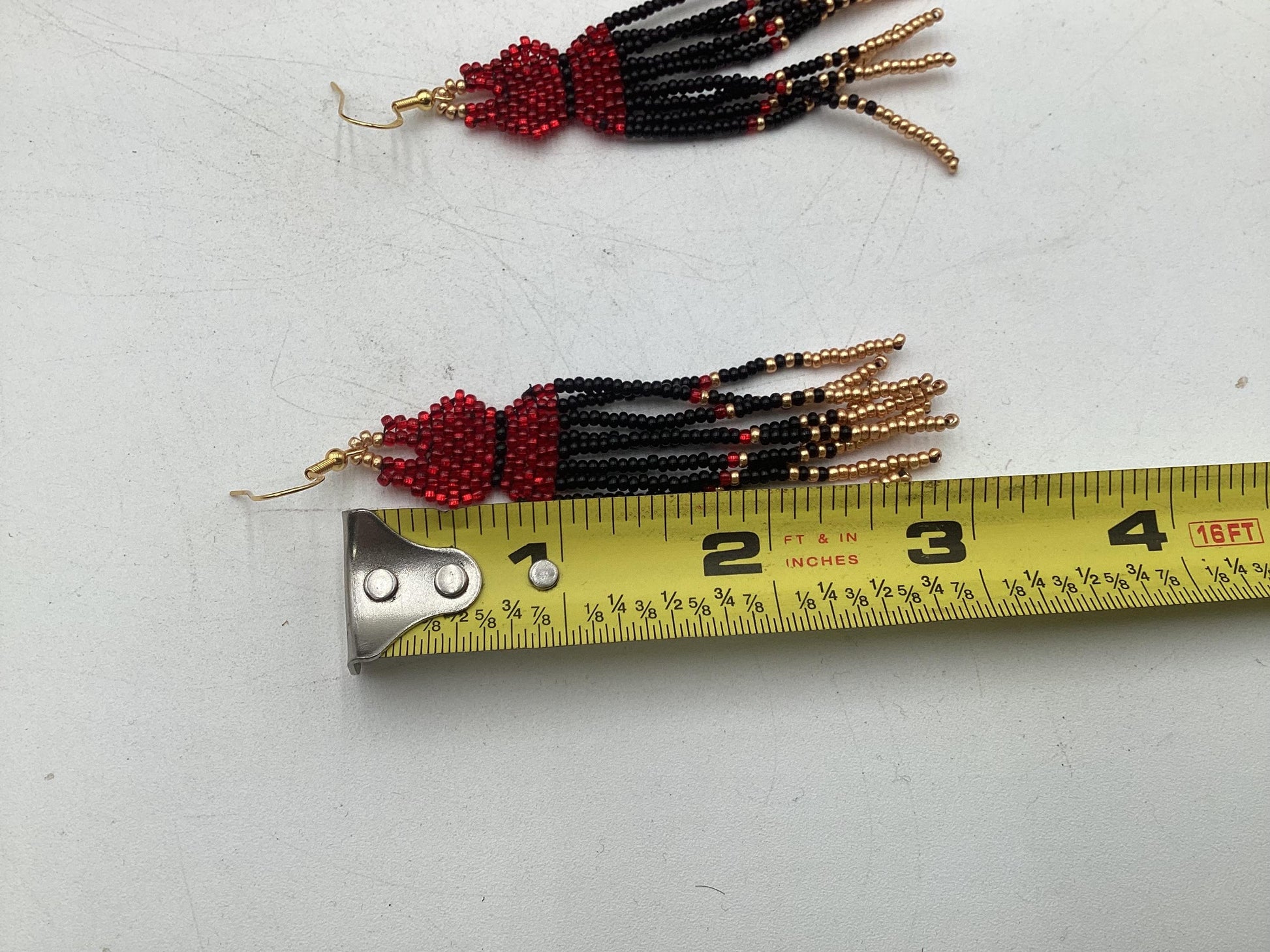 Hand Beaded Dangling Fringe Earrings – Anishinaabe Made