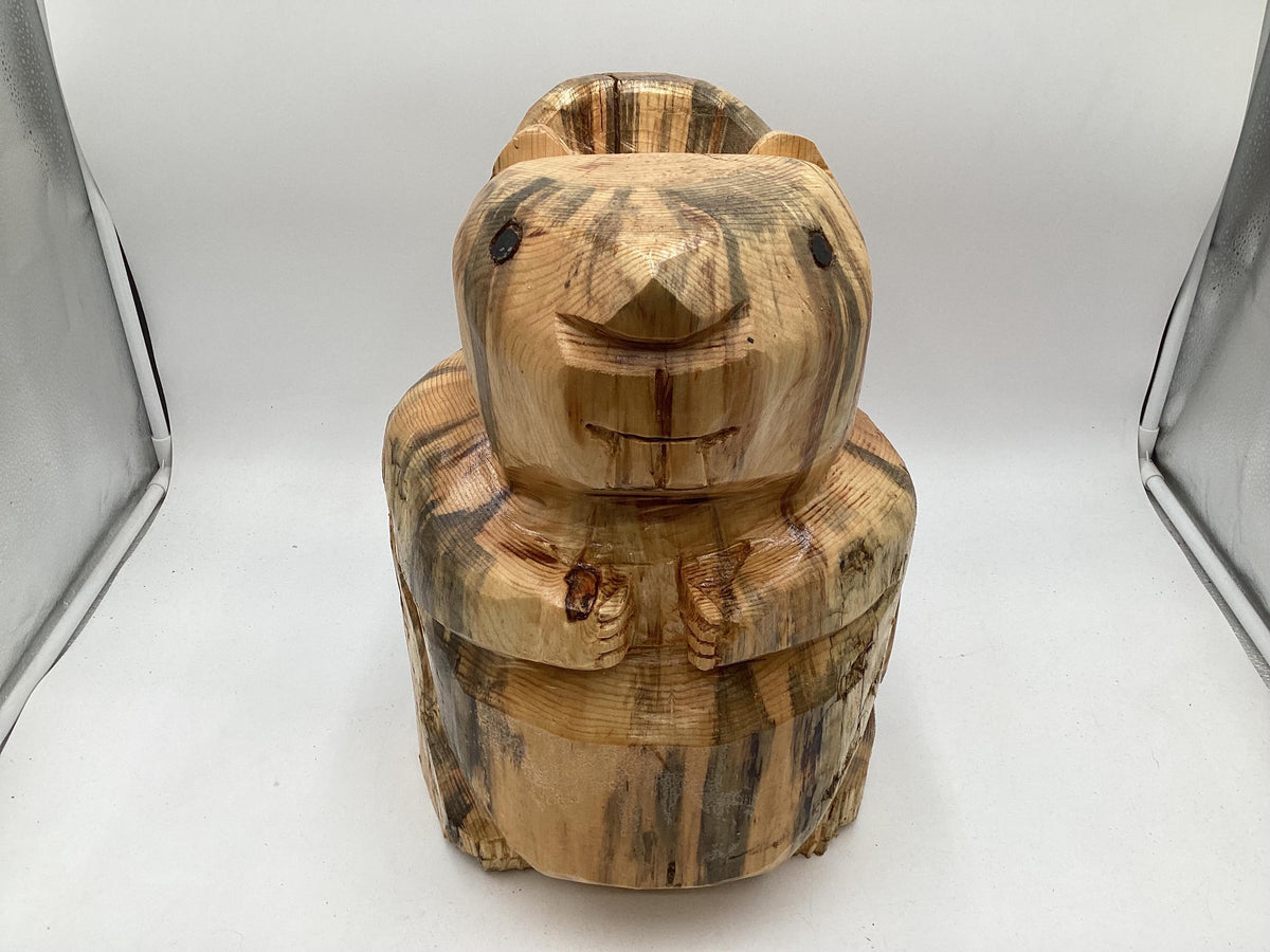 Hand Carved Anishinaabe Beaver Sculpture - Ojibwe Woodwork