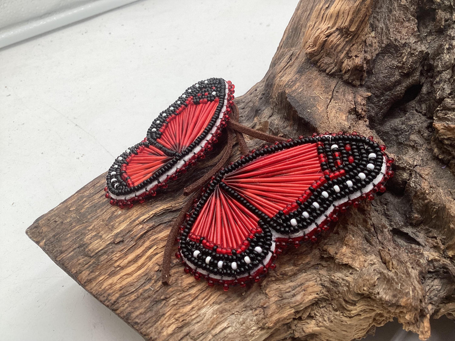 Memengwaa Toddler Hairties - Anishinaabe/Ojibwe Hand Beaded/Quilled - Free Shipping