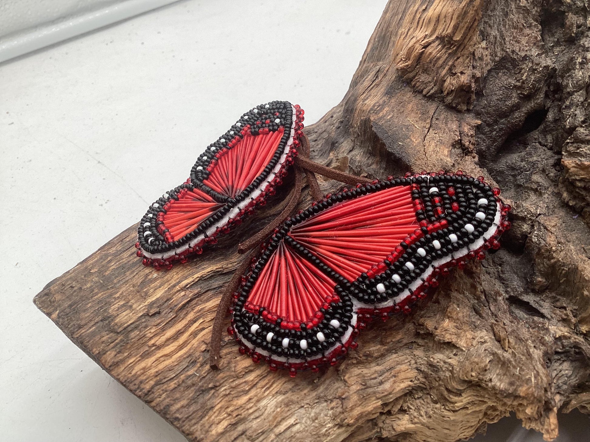 Memengwaa Toddler Hairties - Anishinaabe/Ojibwe Hand Beaded/Quilled - Free Shipping