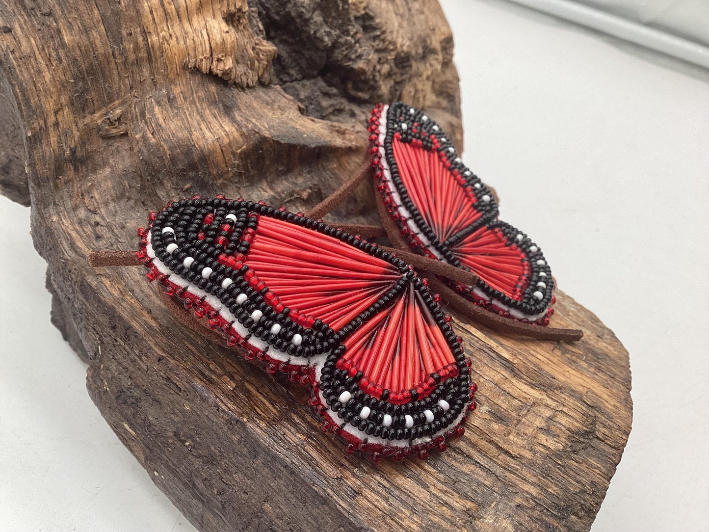 Memengwaa Toddler Hairties - Anishinaabe/Ojibwe Hand Beaded/Quilled - Free Shipping