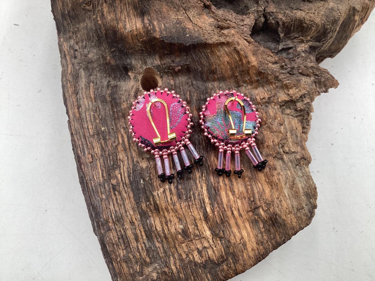 Small Hand-Beaded Reflective Mirror Earrings - Ojibwe/Anishinaabe Made