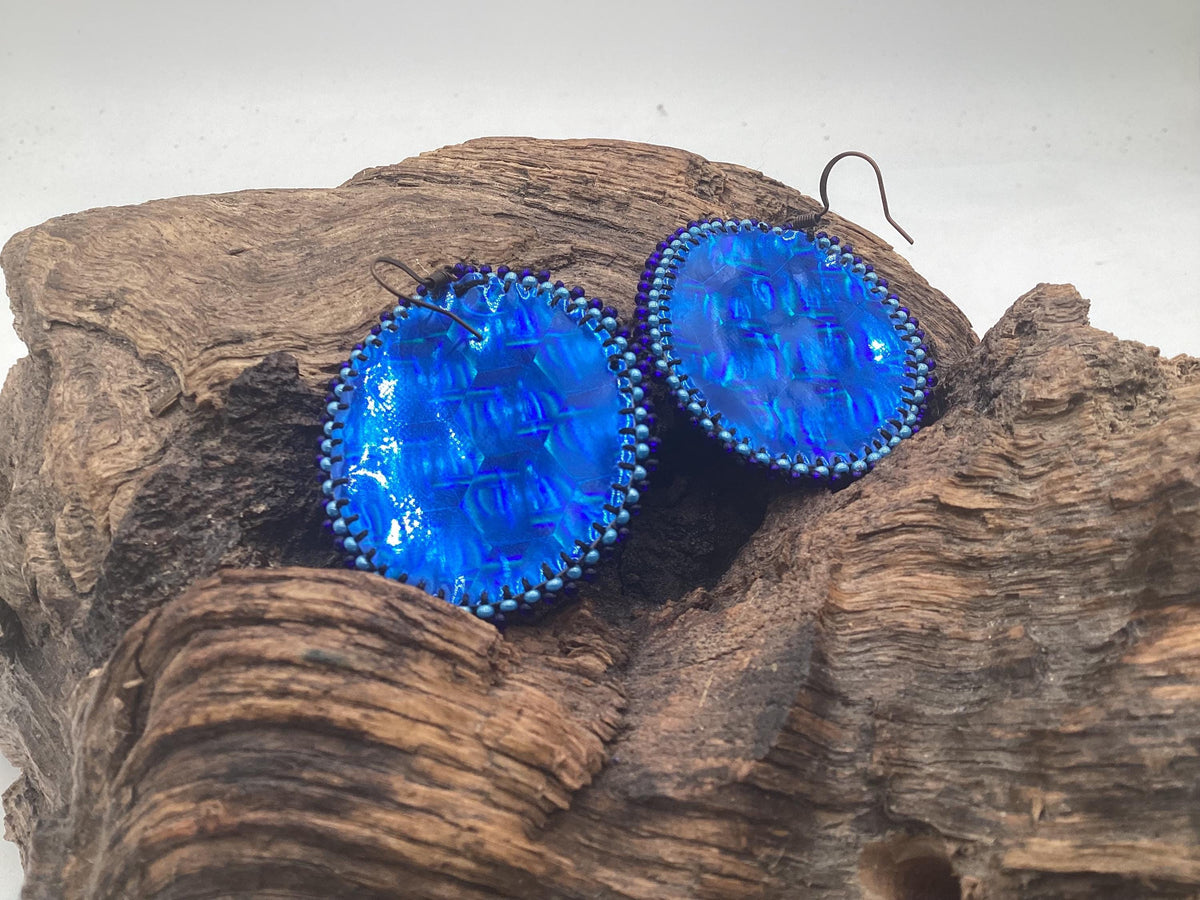 Hand Beaded Northern Lights Earrings: Anishinaabe/Ojibwe Beadwork, Hypoallergenic Hooks
