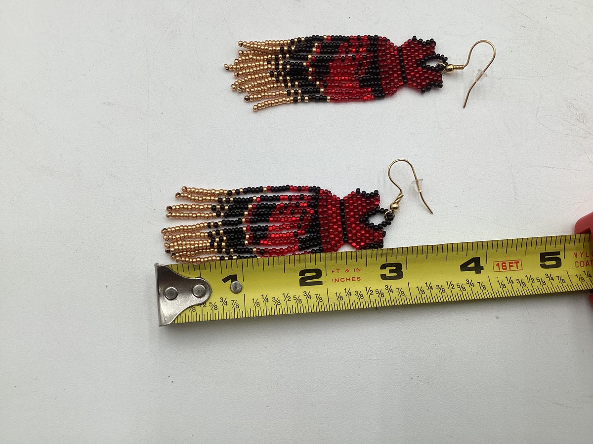Hand Beaded Dangling Fringe Earrings – Anishinaabe Made