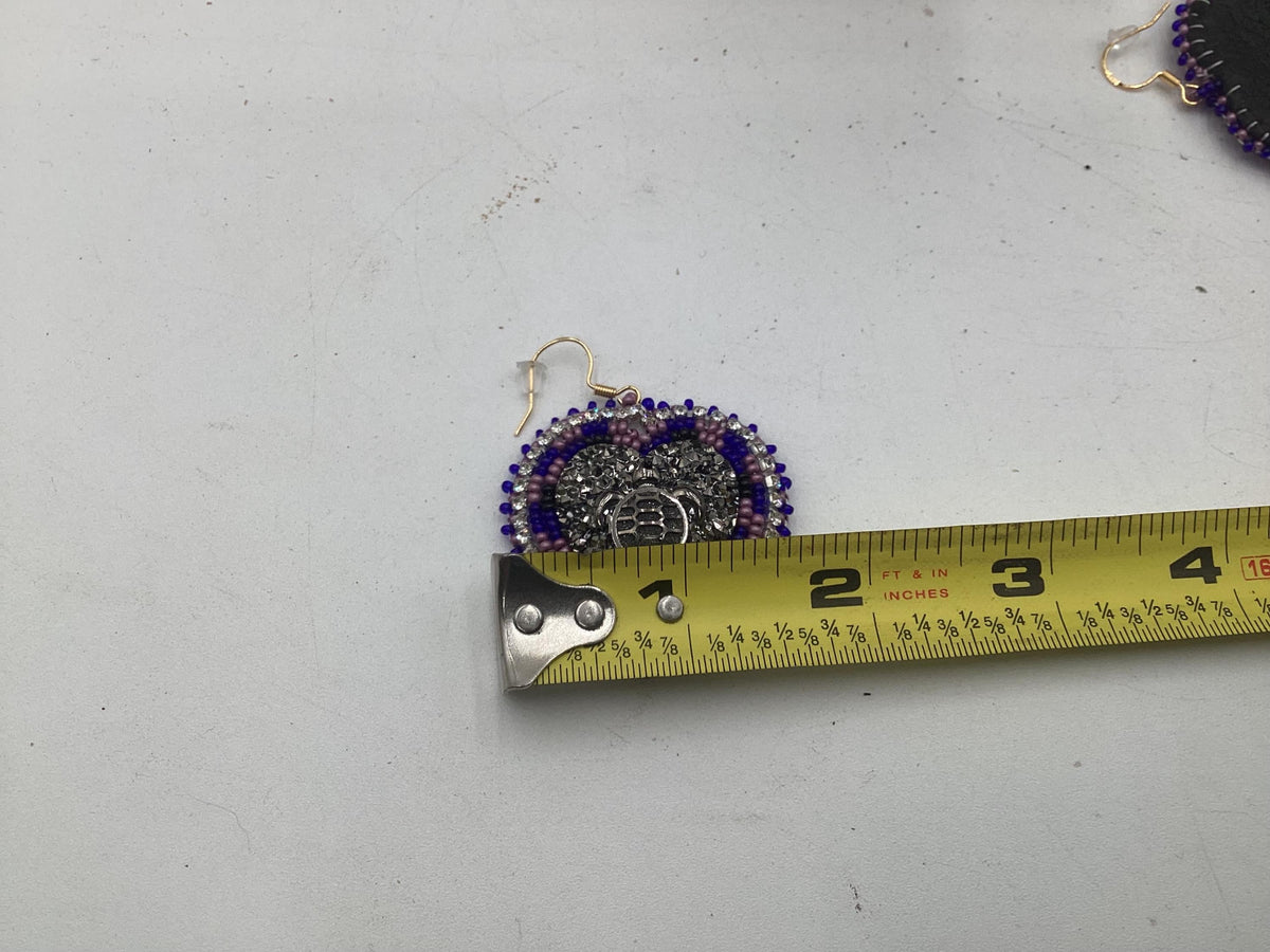 Indigenous Turtle Heart Hand Beaded Earrings – Authentic Anishinaabe/Ojibwe Beadwork
