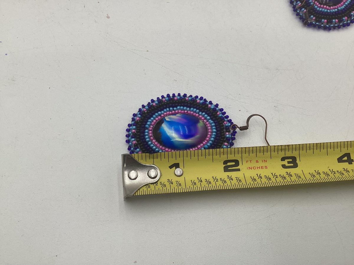 Hand Beaded Northern Lights Earrings: Anishinaabe/Ojibwe Beadwork, Hypoallergenic Hooks