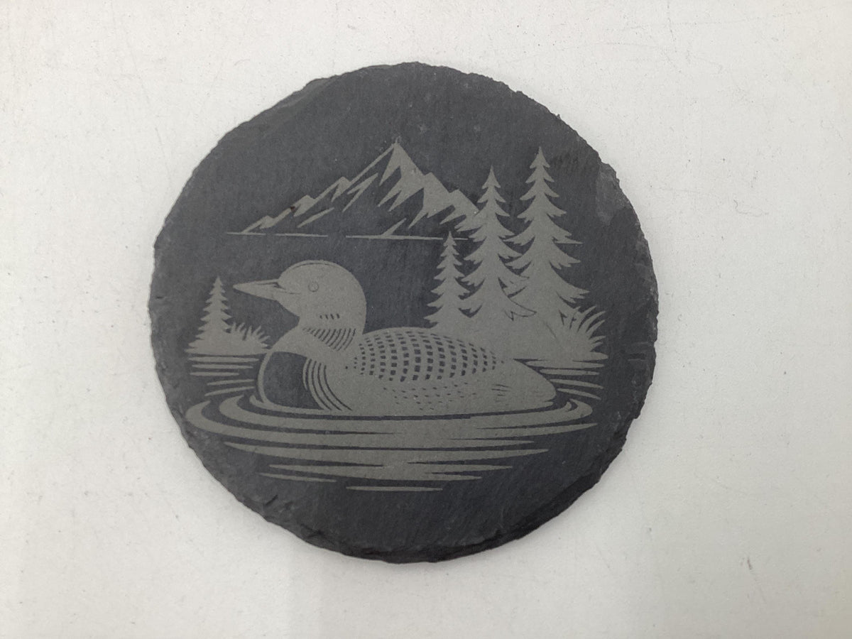 Etched Slate Coaster Set: Wild Life Animal Designs, 4-Piece