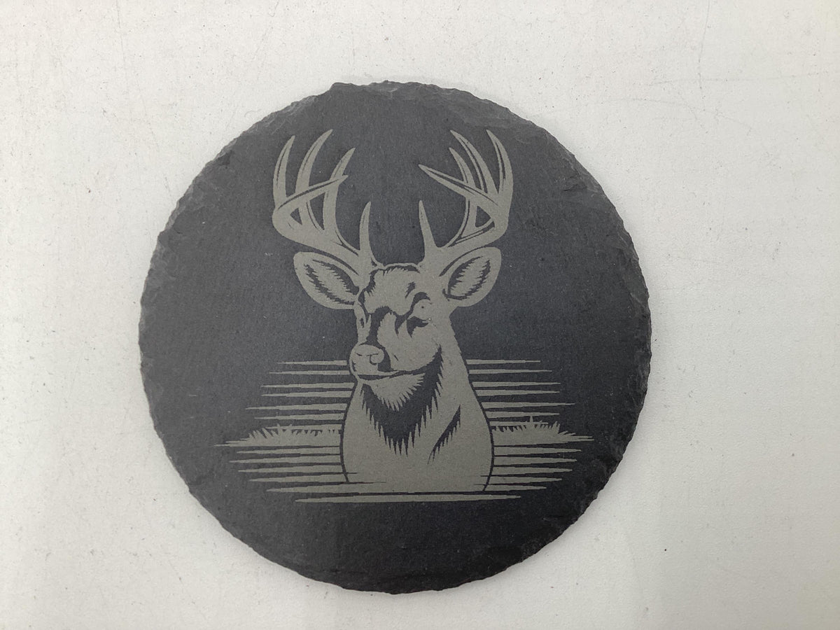 Etched Slate Coaster Set: Wild Life Animal Designs, 4-Piece