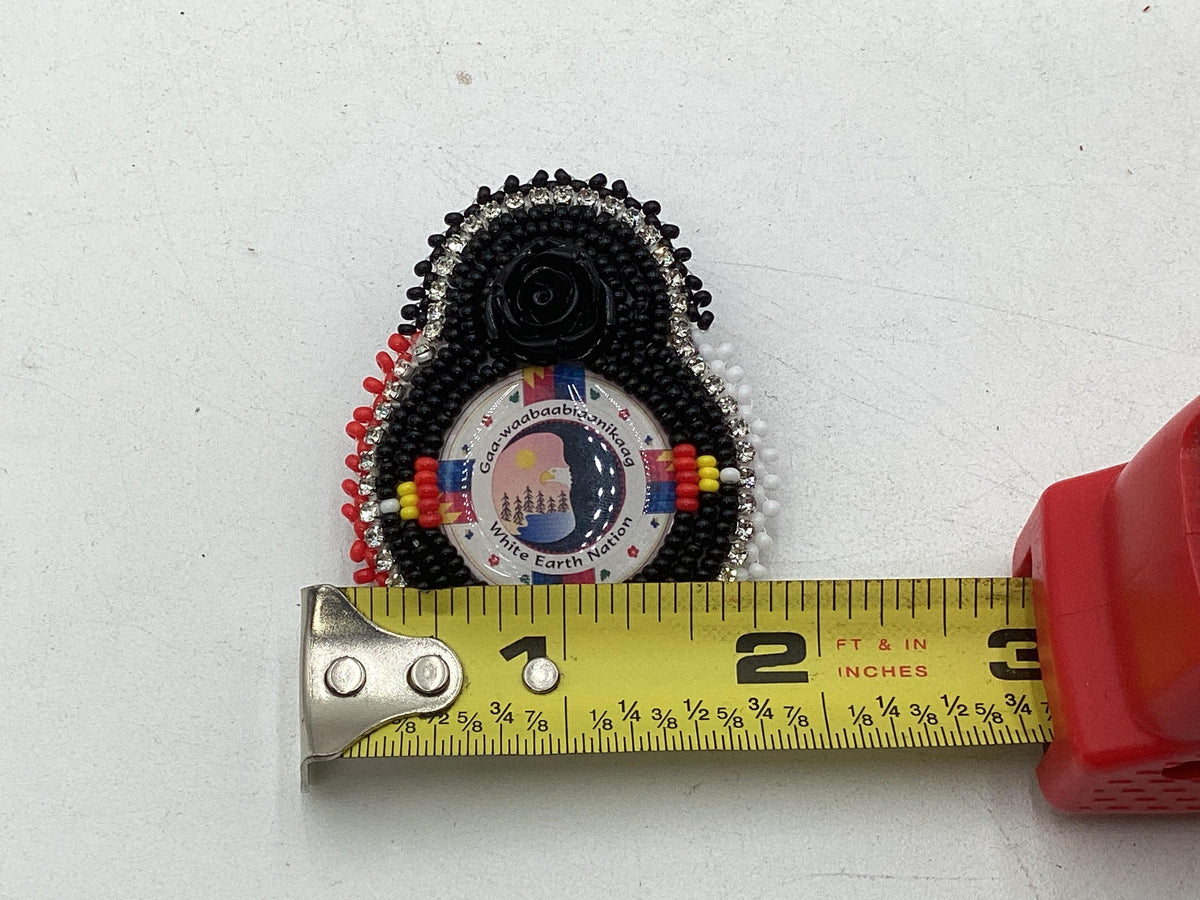 Double Centered White Earth Nation Rose Hand Beaded Earrings – Authentic Anishinaabe/Ojibwe Beadwork