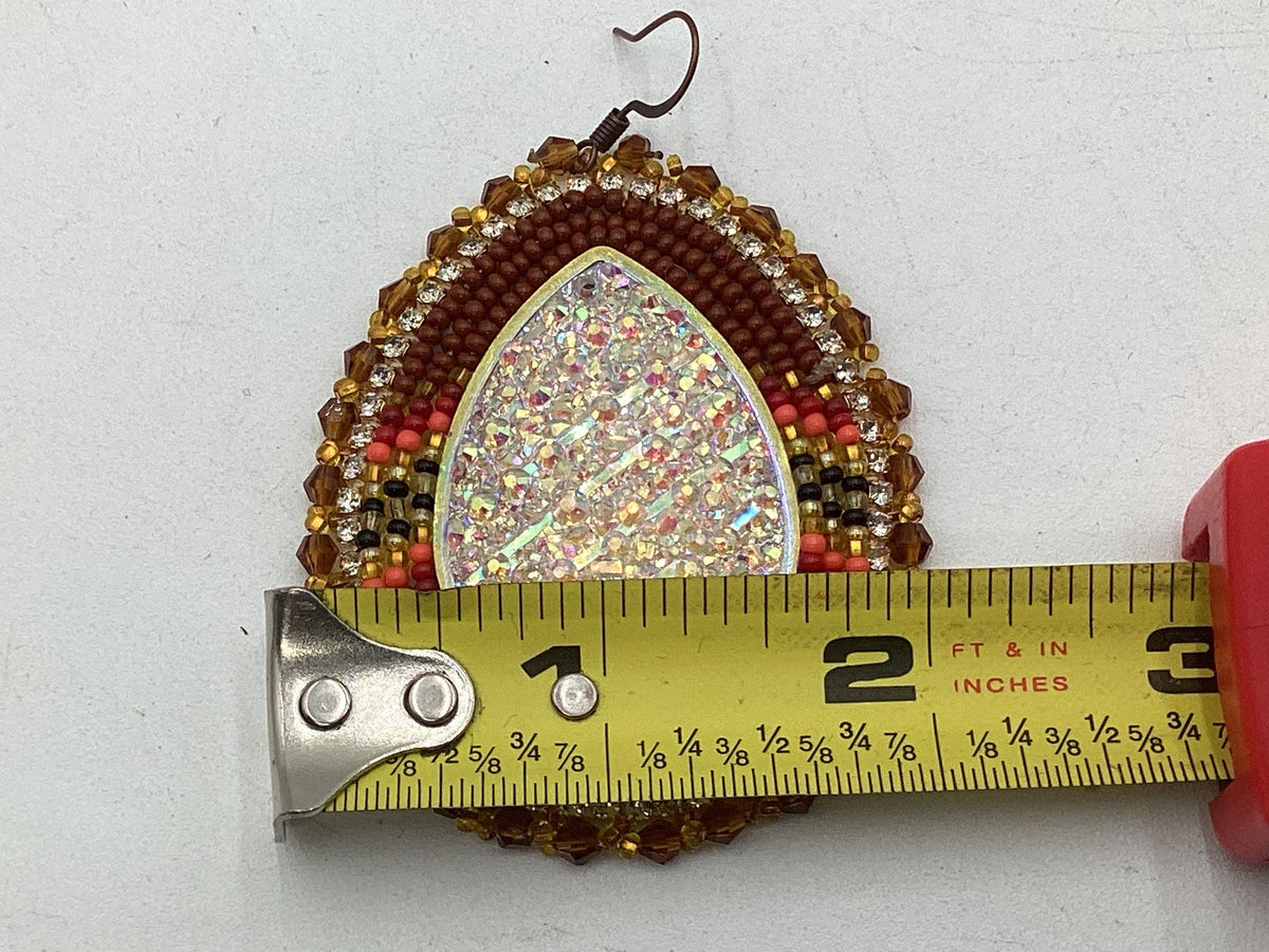 Large Shimmering Fall Season Hand Beaded Earrings - Ojibwe/Anishinaabe Made
