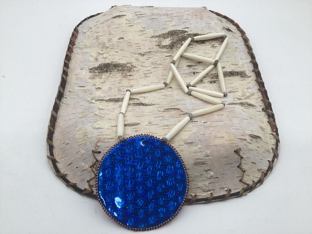 Eagle Hand Beaded Necklace: Anishinaabe Artisan Jewelry