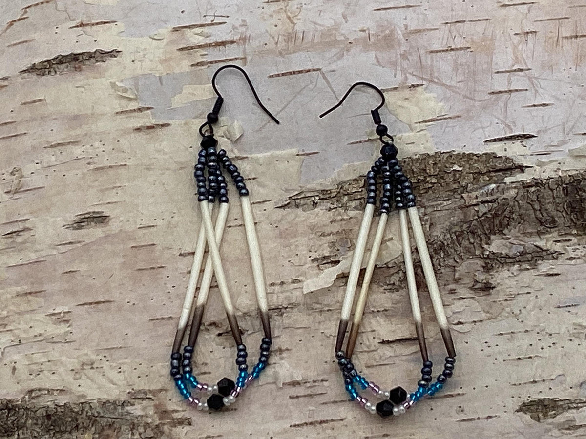 Handmade Porcupine Quill Earrings: Anishinaabe Beadwork