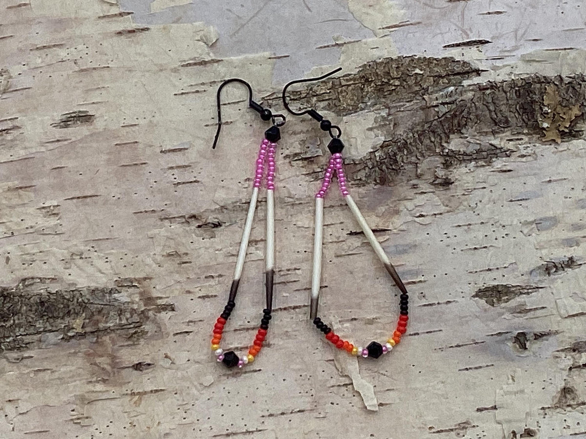 Handmade Porcupine Quill Earrings: Anishinaabe Beadwork