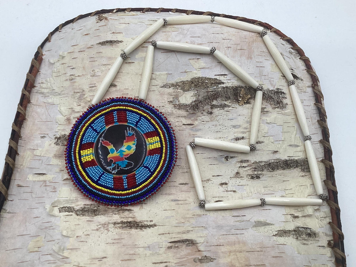 Eagle Hand Beaded Necklace: Anishinaabe Artisan Jewelry