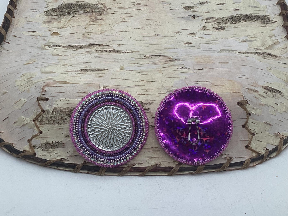 Hand Beaded Earrings:Purple Burst-Anishinaabe/Ojibwe Beadwork