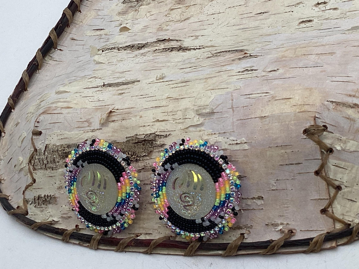 Hand Beaded Earrings-Neon Claws-Anishinaabe/Ojibwe Beadwork