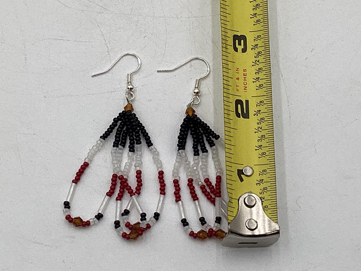 Hand Beaded Mini Fringe Dangle Earrings - Authentic Anishinaabe/Ojibwe Beadwork