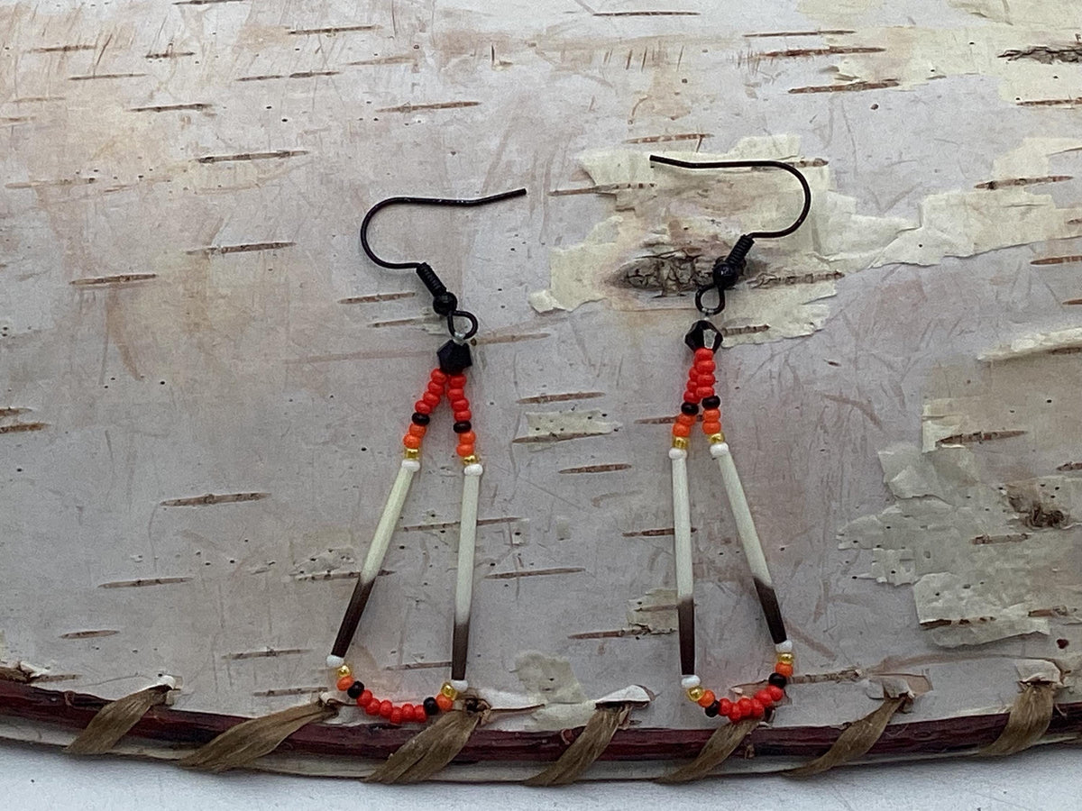 Handmade Porcupine Quill Earrings: Anishinaabe Beadwork
