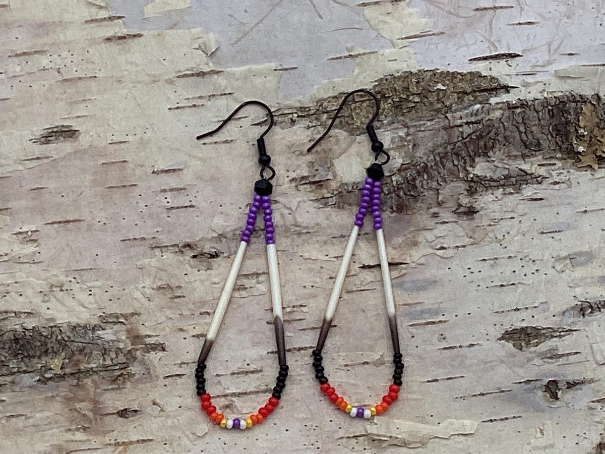 Handmade Porcupine Quill Earrings: Anishinaabe Beadwork