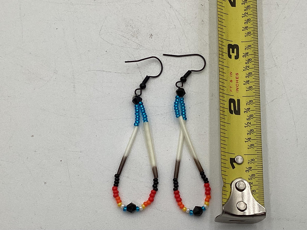 Handmade Porcupine Quill Earrings: Anishinaabe Beadwork