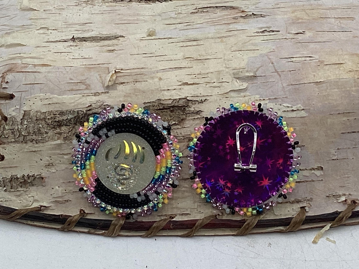 Hand Beaded Earrings-Neon Claws-Anishinaabe/Ojibwe Beadwork