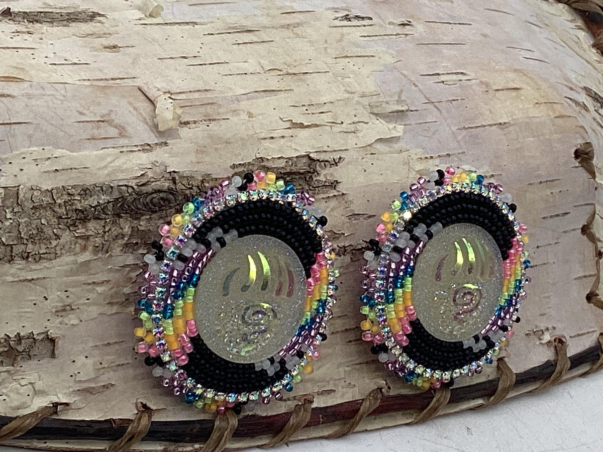 Hand Beaded Earrings-Neon Claws-Anishinaabe/Ojibwe Beadwork