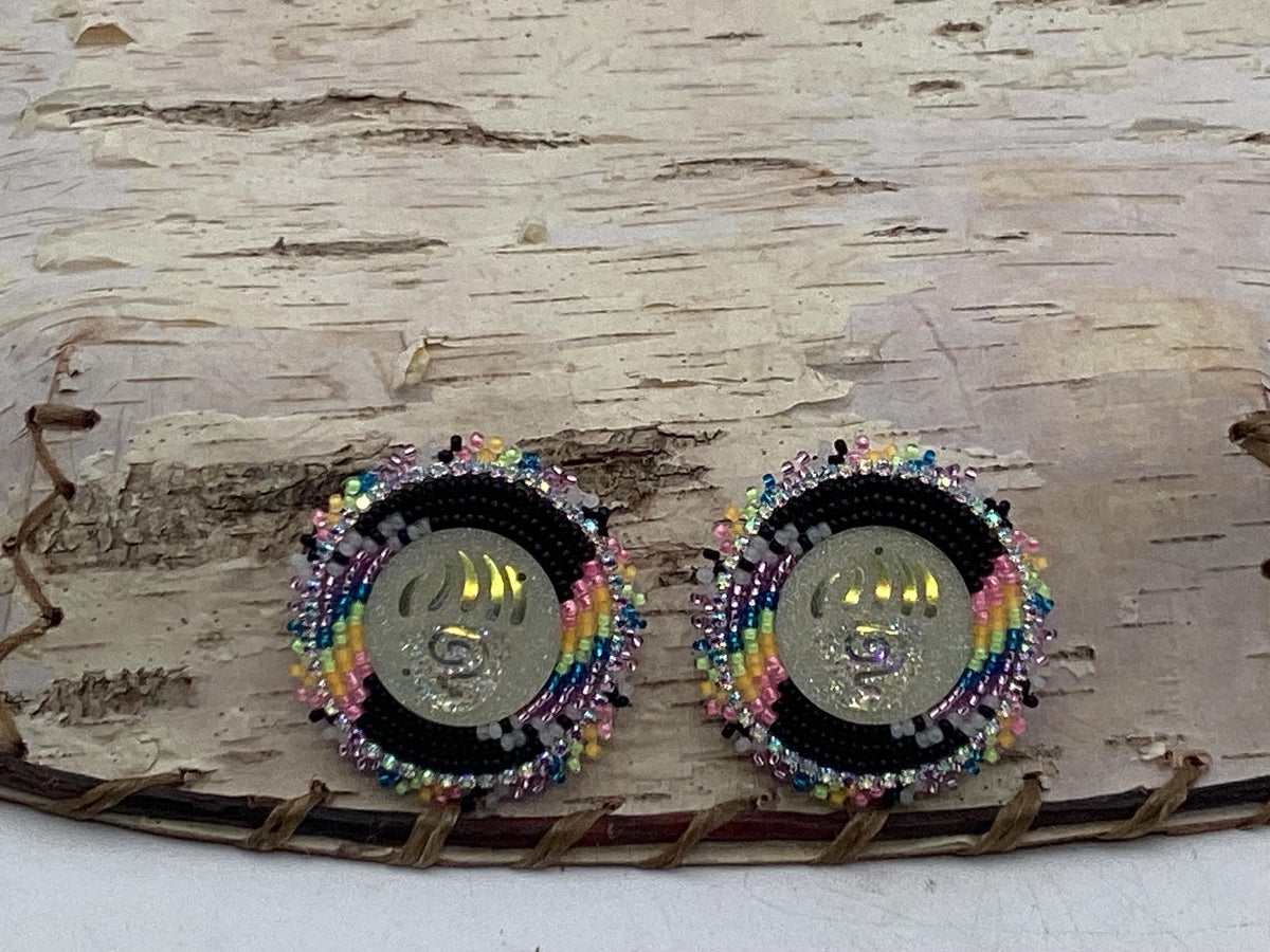 Hand Beaded Earrings-Neon Claws-Anishinaabe/Ojibwe Beadwork