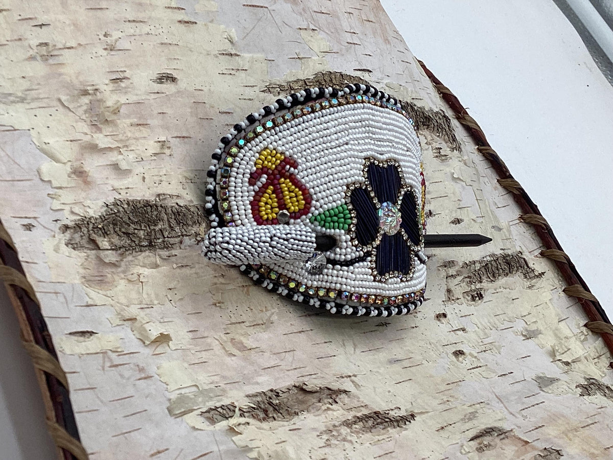 Hand Beaded and Quilled Hair Stick Barrette - Ojibwe/Anishinaabe Beadwork