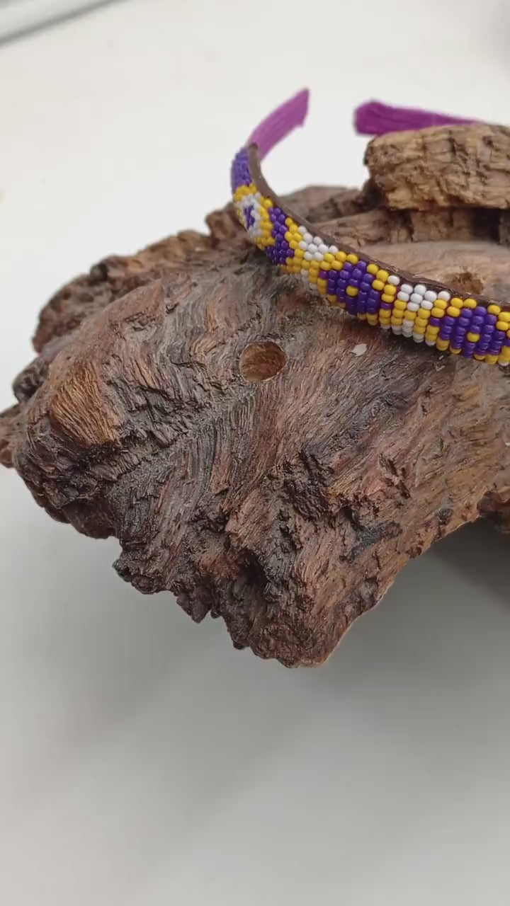 Ojibwe Beaded Beaded Head Band: Handcrafted White Earth Nation