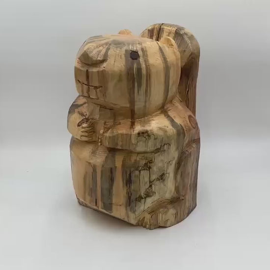 Hand Carved Anishinaabe Beaver Sculpture - Ojibwe Woodwork