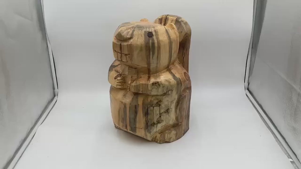 Hand Carved Anishinaabe Beaver Sculpture - Ojibwe Woodwork