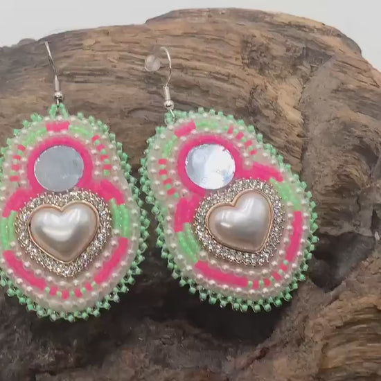 Handmade Beaded Heart Earrings – White Earth Nation Artisan