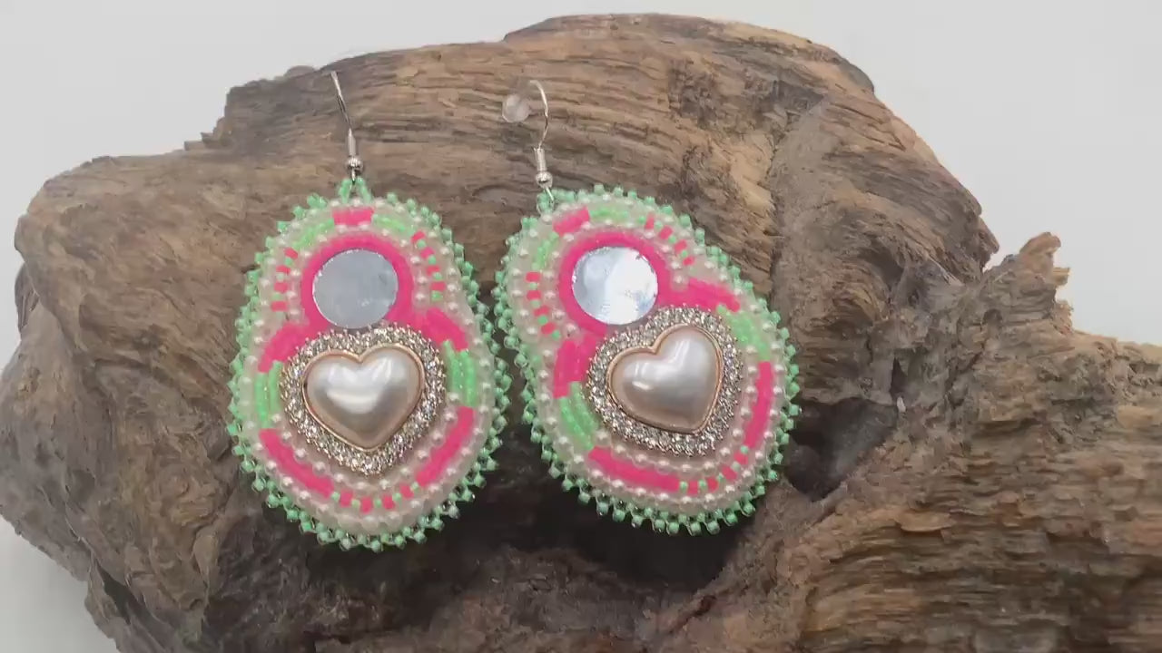 Handmade Beaded Heart Earrings – White Earth Nation Artisan