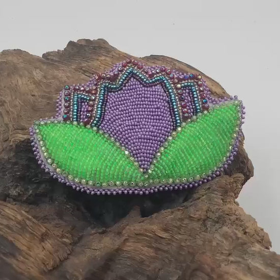Hand Beaded Flower Barrette - Ojibwe/Anishinaabe Made - Heirloom Quality