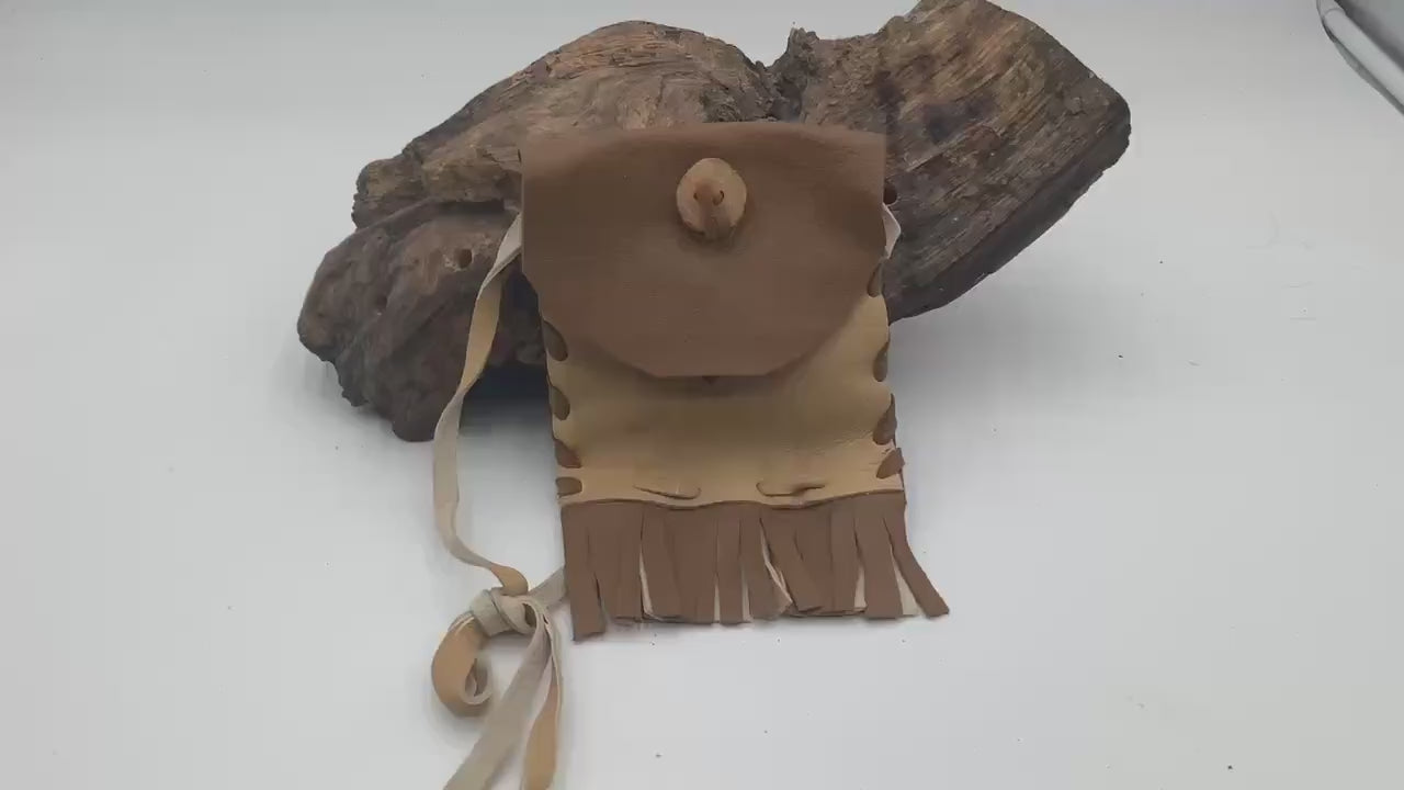 Hand Made Leather Bag - Authentic Anishinaabe/Ojibwe Made - Free Shipping