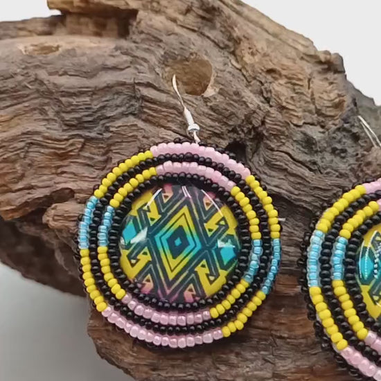 Hand Beaded Earrings: Anishinaabe/Ojibwe Beadwork, Hypoallergenic Hooks