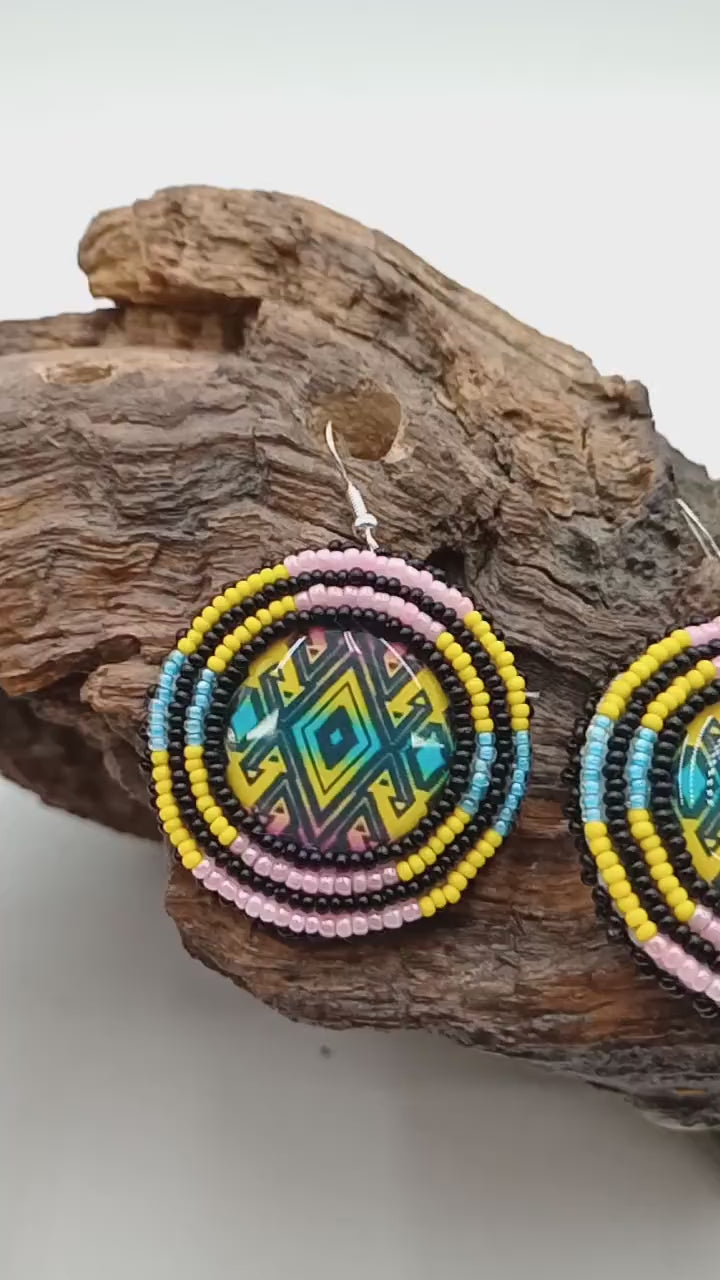 Hand Beaded Earrings: Anishinaabe/Ojibwe Beadwork, Hypoallergenic Hooks
