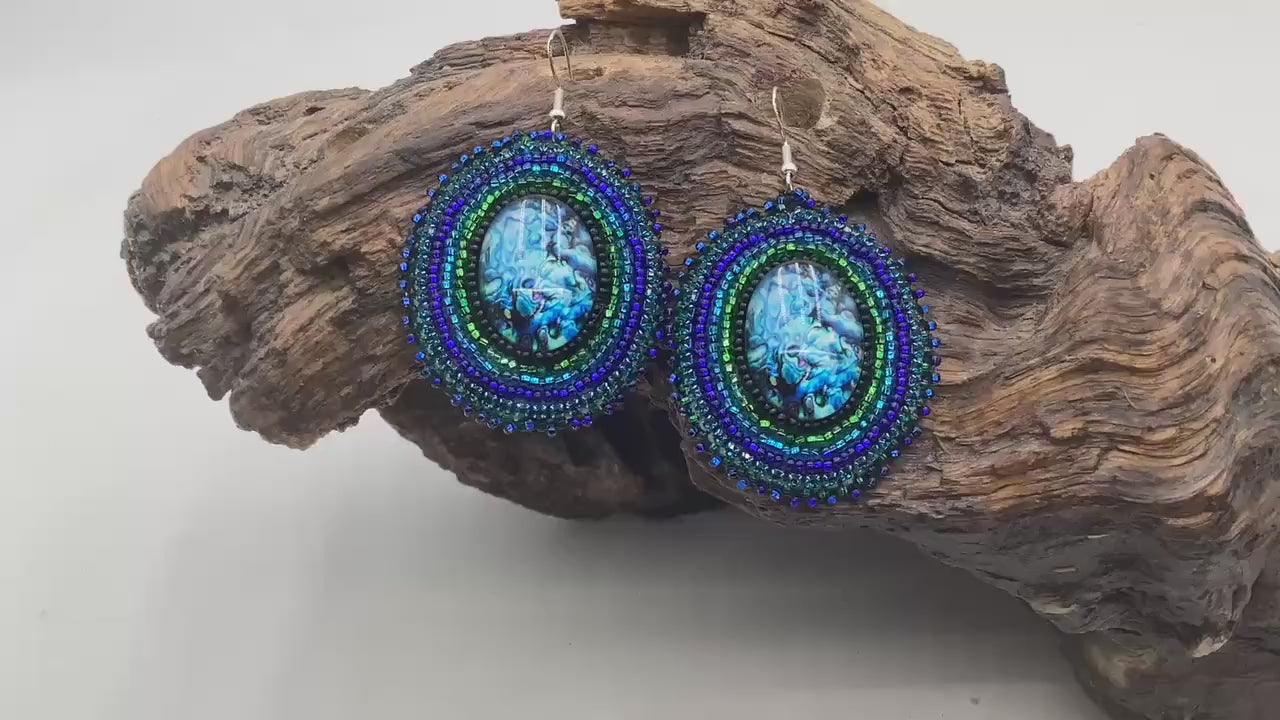 Hand Beaded Earrings: Anishinaabe/Ojibwe Beadwork, Hypoallergenic Hooks